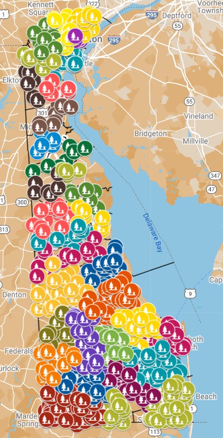 Delaware Cemeteries Map